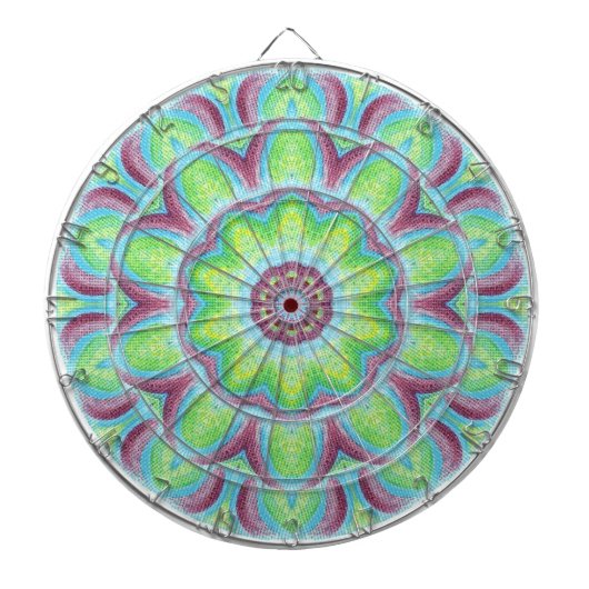 Paarse Groen Blauw Kaleidoscoop Patroon Dart Board Dartbord (Voorkant)
