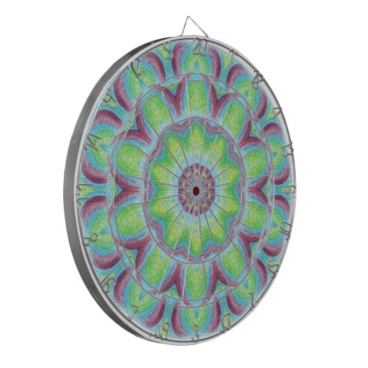 Paarse Groen Blauw Kaleidoscoop Patroon Dart Board Dartbord (Voorkant Links)