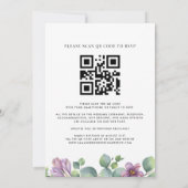 Paarse groen Eucalyptus QR-code bruiloft Kaart (Achterkant)