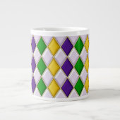 Paarse Groen Goud Mardi Gras Harlequin Patroon Mok (Voorkant)