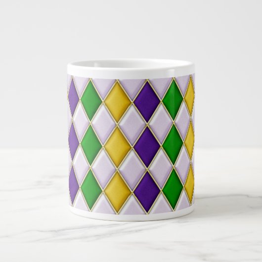 Paarse Groen Goud Mardi Gras Harlequin Patroon Mok (Voorkant)