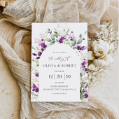 Paarse groen lavendel boog bruiloft uitnodigingen