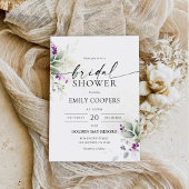 Paarse groen lavendel bruids douche uitnodiging