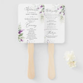 Paarse groen lavendel bruiloft programma hand fan handwaaier (Voorkant en achterkant)