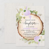 Paarse groen rustieke meisje doop bos kaart (Voorkant / Achterkant)