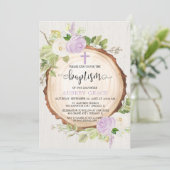 Paarse groen rustieke meisje doop bos kaart (Staand voorkant)