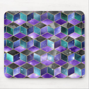 PAARSE GROENBLAUWE GEOMETRISCHE PATRONEN MUISMAT