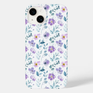 Paarse groene aquarel wilde bloem Case-Mate iPhone 14 hoesje