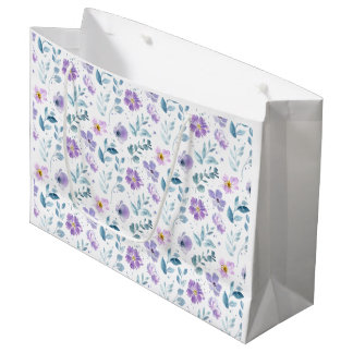 Paarse groene aquarel wilde bloem groot cadeauzakje