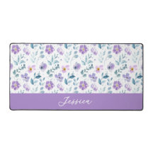 Paarse Groene Aquarel Wilde Bloem Monogram Naam
