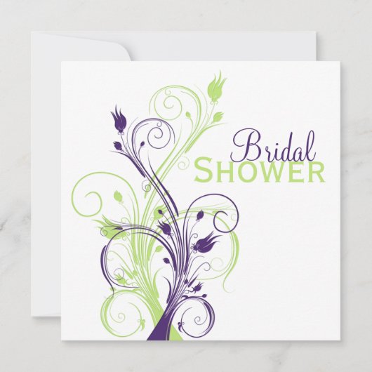 Paarse Groene Blanke Bridal Shower Uitnodiging (Voorkant)