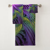 Paarse groene bloem Moderne Abstracte fractale kun Bad Handdoek (Insitu)