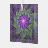 Paarse groene bloem Moderne Abstracte fractale kun Glas Ornament (Voorkant links)