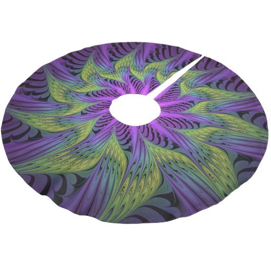 Paarse groene bloem Moderne Abstracte fractale kun Kerstboom Rok (Gekanteld)
