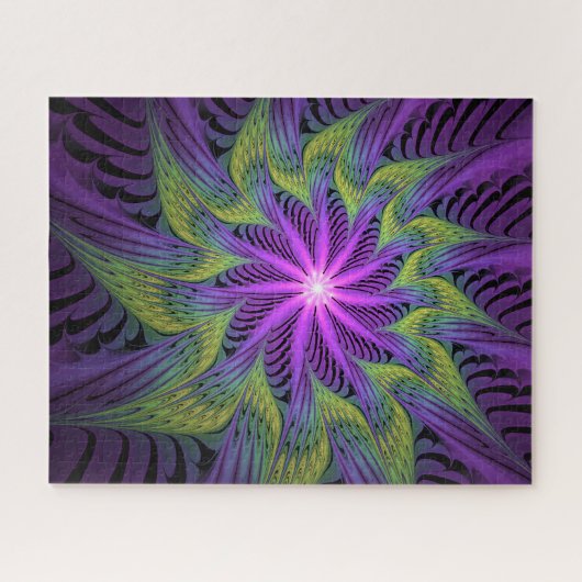 Paarse groene bloem Moderne Abstracte fractale kun Legpuzzel (Horizontaal)