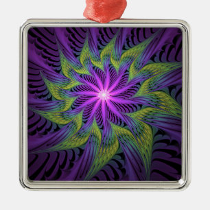 Paarse groene bloem Moderne Abstracte fractale kun Metalen Ornament