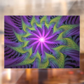 Paarse groene bloem Moderne Abstracte fractale kun Raamsticker (Vel 2)