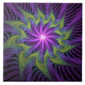 Paarse groene bloem Moderne Abstracte fractale kun Tegeltje (Voorkant)