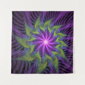 Paarse groene bloem Moderne Abstracte fractale kun Wandkleed (Voorkant (horizontaal))