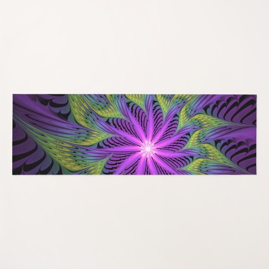 Paarse groene bloem Moderne Abstracte fractale kun Yogamat (Voorkant (horizontaal))