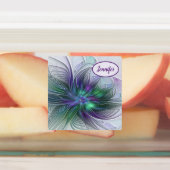 Paarse groene bloem Moderne Abstracte fractale naa Labels (Aangebracht)