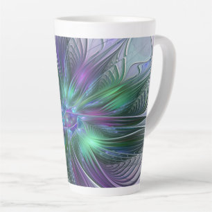 Paarse Groene Bloem Moderne Abstracte Kunst Fracta Latte Mok