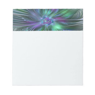 Paarse Groene Bloem Moderne Abstracte Kunst Fracta Notitieblok