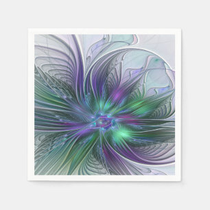 Paarse Groene Bloem Moderne Abstracte Kunst Fracta Servet