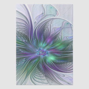 Paarse Groene Bloem Moderne Abstracte Kunst Fracta Tissuepapier