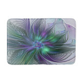 Paarse groene bloem Moderne Abstracte Kunstfractal Badmat (Voorkant)
