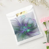 Paarse groene bloem Moderne Abstracte Kunstfractal Bedankzakje (Gezegeld)