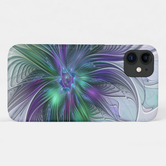 Paarse groene bloem Moderne Abstracte Kunstfractal Case-Mate iPhone Case (Achterkant (horizontaal))