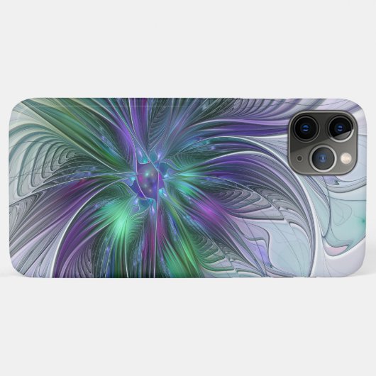 Paarse groene bloem Moderne Abstracte Kunstfractal Case-Mate iPhone Case (Achterkant (horizontaal))