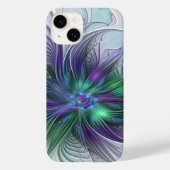 Paarse groene bloem Moderne Abstracte Kunstfractal Case-Mate iPhone Case (Achterkant)