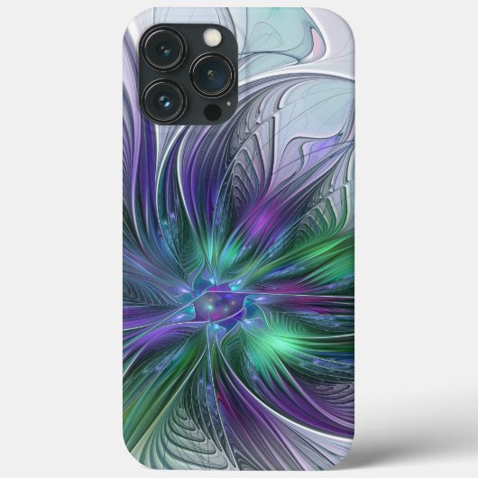Paarse groene bloem Moderne Abstracte Kunstfractal Case-Mate iPhone Case (Achterkant)