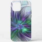 Paarse groene bloem Moderne Abstracte Kunstfractal Case-Mate iPhone Case (Achterkant)