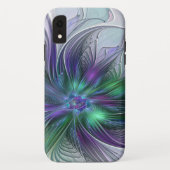Paarse groene bloem Moderne Abstracte Kunstfractal Case-Mate iPhone Case (Achterkant)