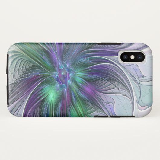 Paarse groene bloem Moderne Abstracte Kunstfractal Case-Mate iPhone Case (Achterkant (horizontaal))