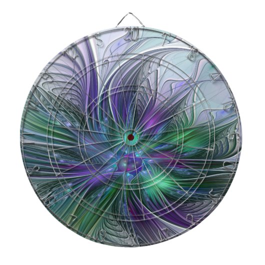 Paarse groene bloem Moderne Abstracte Kunstfractal Dartbord (Voorkant)