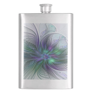 Paarse groene bloem Moderne Abstracte Kunstfractal Flacon