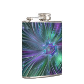 Paarse groene bloem Moderne Abstracte Kunstfractal Heupfles (Rechts)