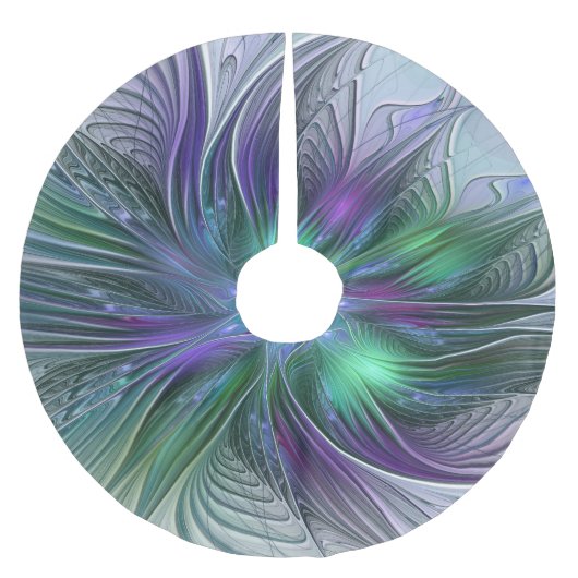 Paarse groene bloem Moderne Abstracte Kunstfractal Kerstboom Rok (Voorkant)