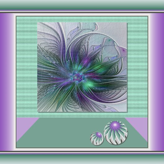 Paarse groene bloem Moderne Abstracte Kunstfractal Legpuzzel