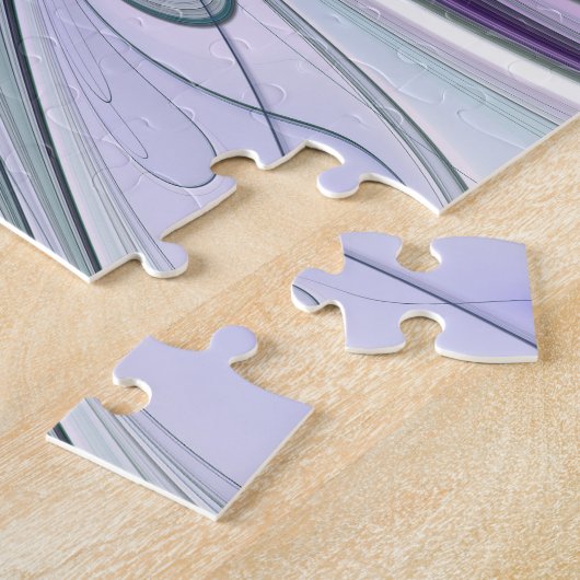 Paarse groene bloem Moderne Abstracte Kunstfractal Legpuzzel (Zijkant)