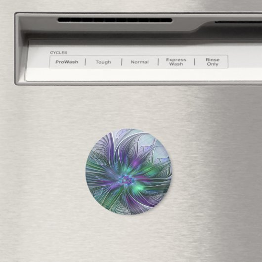 Paarse groene bloem Moderne Abstracte Kunstfractal Magneet (Insitu (Vaatwasser))