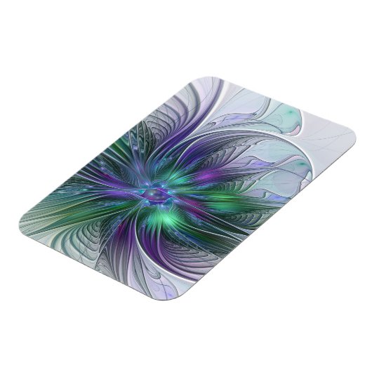 Paarse groene bloem Moderne Abstracte Kunstfractal Magneet (Linkerzijde)