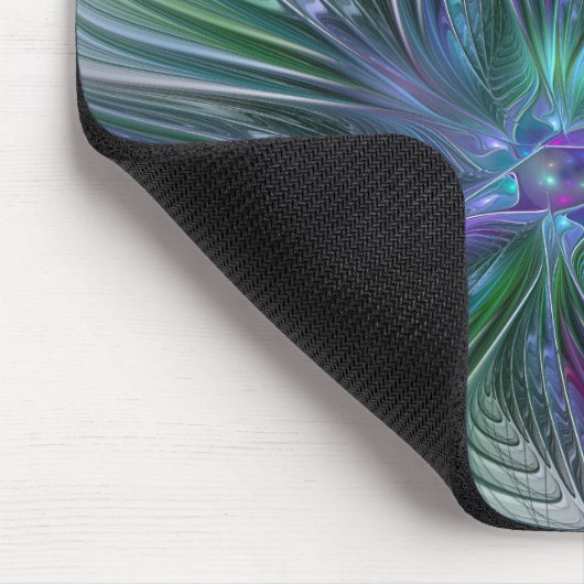 Paarse groene bloem Moderne Abstracte Kunstfractal Muismat (Hoek)