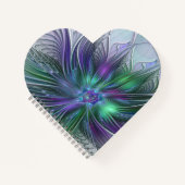 Paarse groene bloem Moderne Abstracte Kunstfractal Notitieboek (Voorkant)