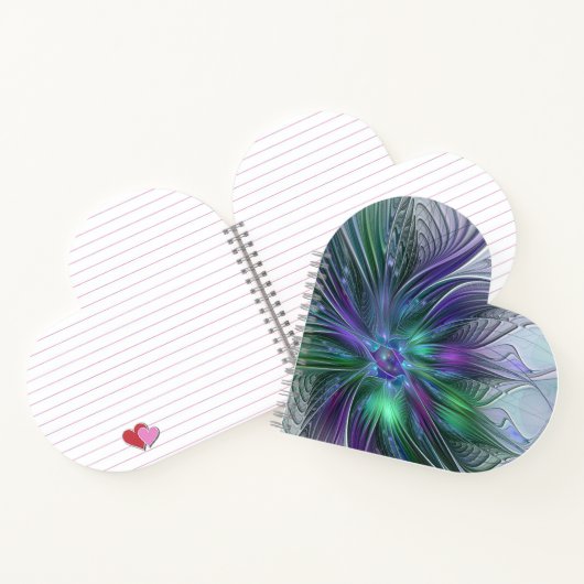 Paarse groene bloem Moderne Abstracte Kunstfractal Notitieboek (Binnen)