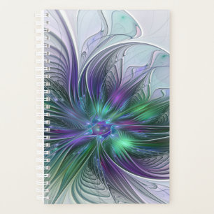 Paarse groene bloem Moderne Abstracte Kunstfractal Planner